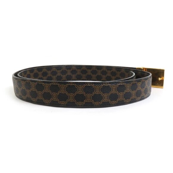 Auth CELINE Macadam Belt Black/Brown/Gold PVC/Metal - Picture 2 of 8